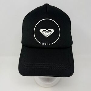 Roxy Black Mesh Trucker Hat Snapback Logo Surf Beach Cap Womens One Size